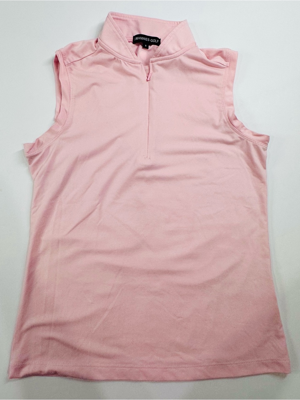 Swannies Golf Women’s Pink Sleeveless 1/4 Zip Performance Polo Shirt S